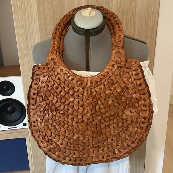 Vintage 70’s leather link boho large shoulder bag - Picture 4 of 13